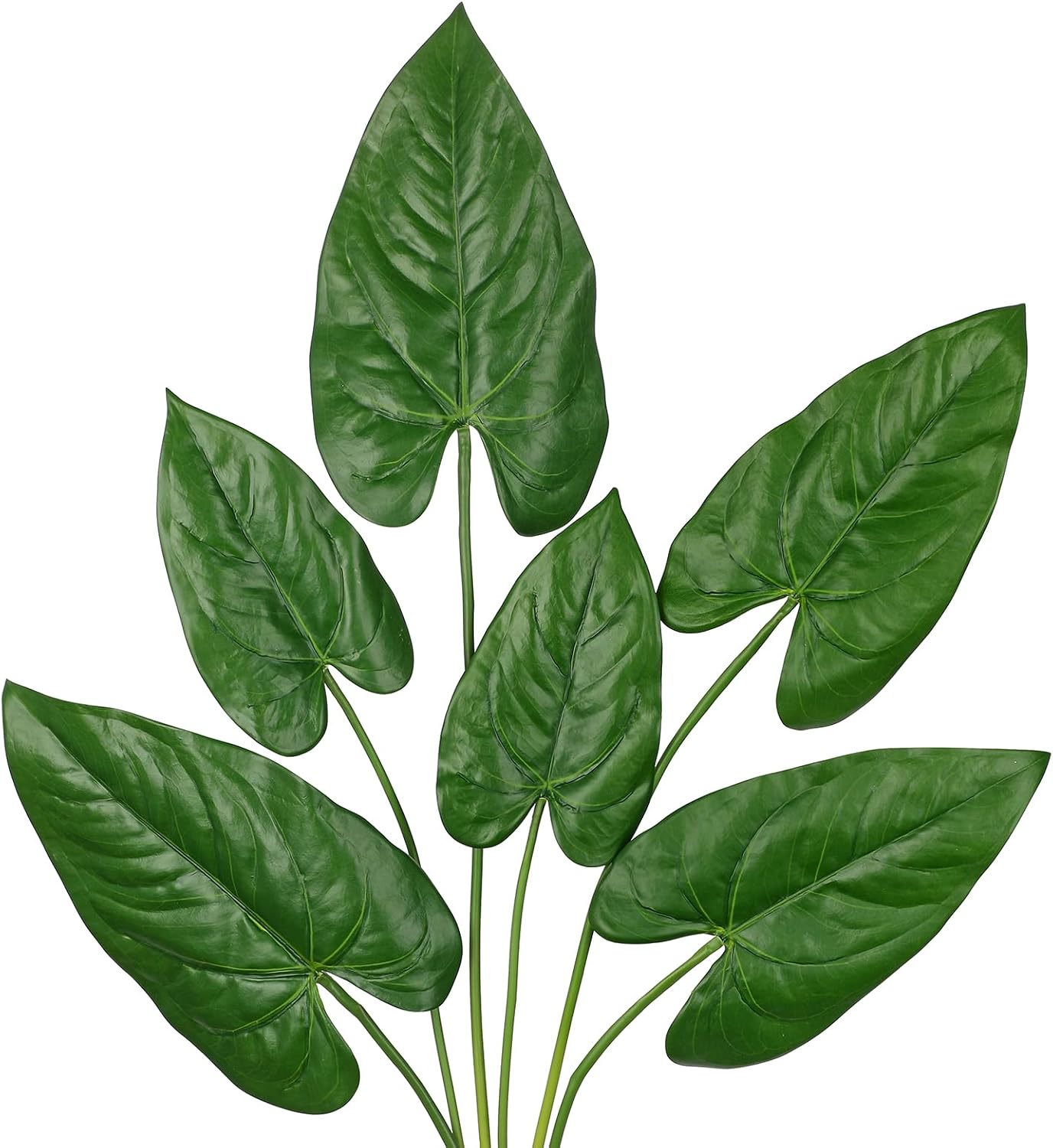 2PCS Artificial Calla Lily Leaves Plants 26.8" Fake Tropical Alocasia Bush Tree Large Faux Greenery Stem Shrubs for Indoor Outdoor Home Garden Arrangement Jungle Safari Wedding Party Decor