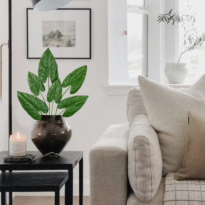 2PCS Artificial Calla Lily Leaves Plants 26.8" Fake Tropical Alocasia Bush Tree Large Faux Greenery Stem Shrubs for Indoor Outdoor Home Garden Arrangement Jungle Safari Wedding Party Decor