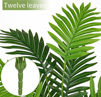 2PCS Artificial Calla Lily Leaves Plants 26.8" Fake Tropical Alocasia Bush Tree Large Faux Greenery Stem Shrubs for Indoor Outdoor Home Garden Arrangement Jungle Safari Wedding Party Decor