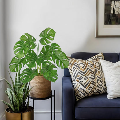 2PCS Artificial Calla Lily Leaves Plants 26.8" Fake Tropical Alocasia Bush Tree Large Faux Greenery Stem Shrubs for Indoor Outdoor Home Garden Arrangement Jungle Safari Wedding Party Decor