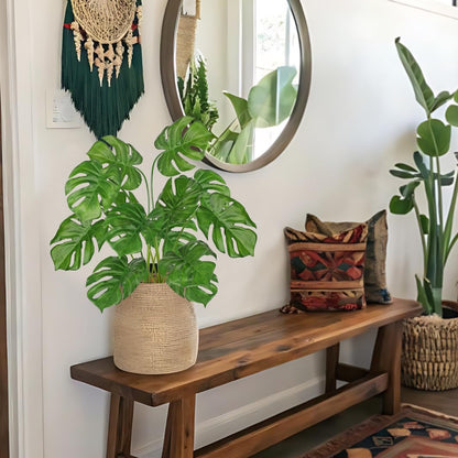 2PCS Artificial Calla Lily Leaves Plants 26.8" Fake Tropical Alocasia Bush Tree Large Faux Greenery Stem Shrubs for Indoor Outdoor Home Garden Arrangement Jungle Safari Wedding Party Decor