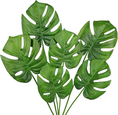 2PCS Artificial Calla Lily Leaves Plants 26.8" Fake Tropical Alocasia Bush Tree Large Faux Greenery Stem Shrubs for Indoor Outdoor Home Garden Arrangement Jungle Safari Wedding Party Decor