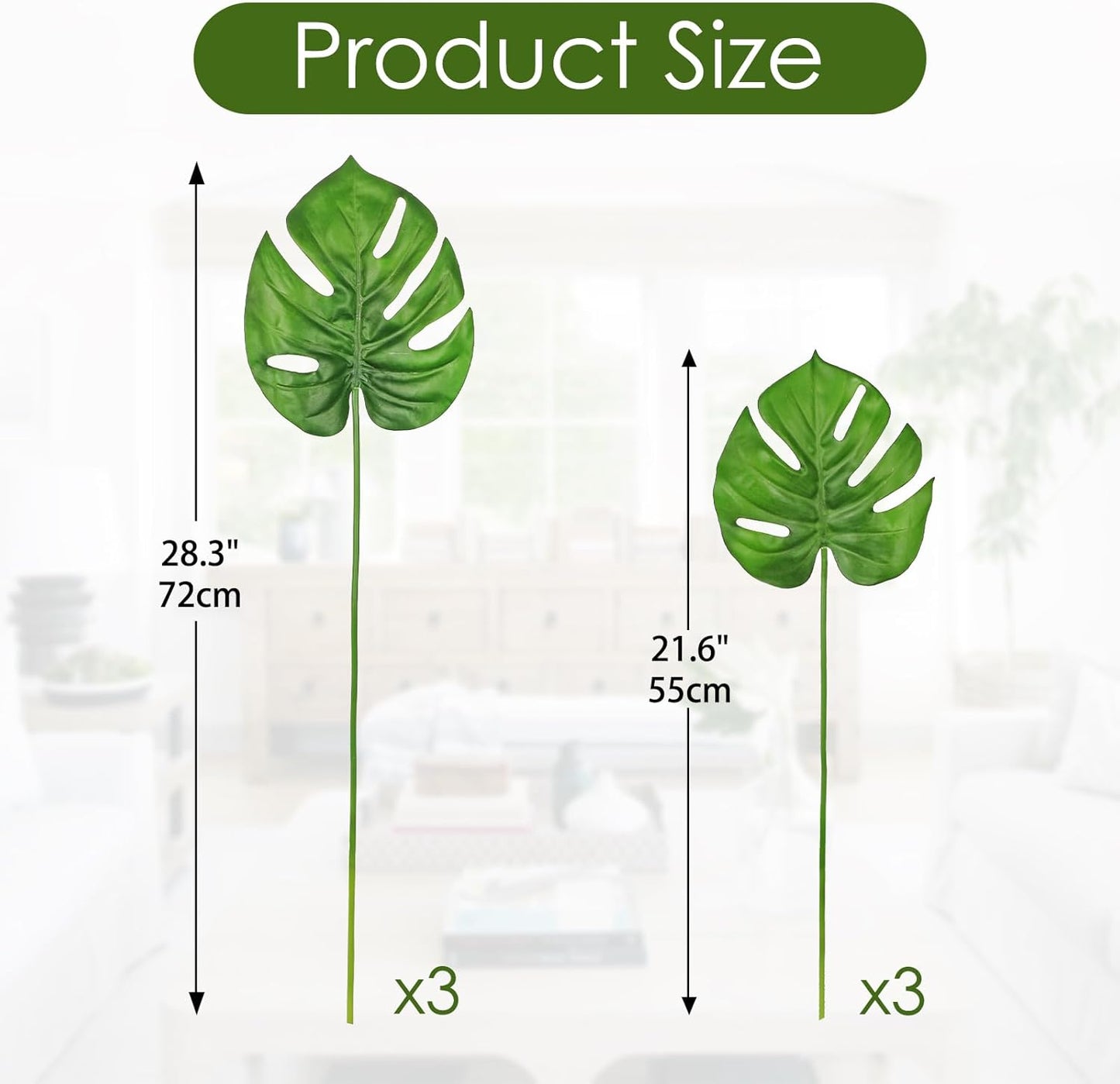 2PCS Artificial Calla Lily Leaves Plants 26.8" Fake Tropical Alocasia Bush Tree Large Faux Greenery Stem Shrubs for Indoor Outdoor Home Garden Arrangement Jungle Safari Wedding Party Decor