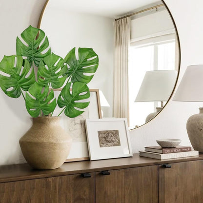 2PCS Artificial Calla Lily Leaves Plants 26.8" Fake Tropical Alocasia Bush Tree Large Faux Greenery Stem Shrubs for Indoor Outdoor Home Garden Arrangement Jungle Safari Wedding Party Decor