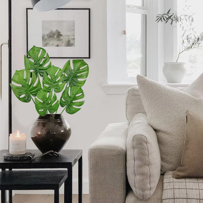 2PCS Artificial Calla Lily Leaves Plants 26.8" Fake Tropical Alocasia Bush Tree Large Faux Greenery Stem Shrubs for Indoor Outdoor Home Garden Arrangement Jungle Safari Wedding Party Decor