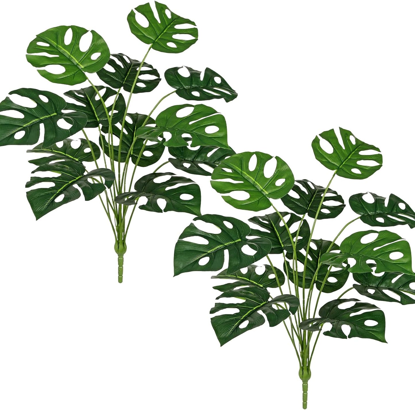 2PCS Artificial Calla Lily Leaves Plants 26.8" Fake Tropical Alocasia Bush Tree Large Faux Greenery Stem Shrubs for Indoor Outdoor Home Garden Arrangement Jungle Safari Wedding Party Decor