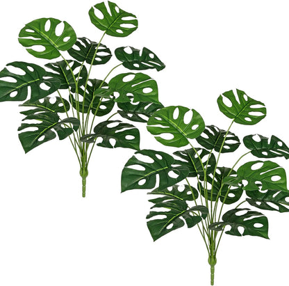 2PCS Artificial Calla Lily Leaves Plants 26.8" Fake Tropical Alocasia Bush Tree Large Faux Greenery Stem Shrubs for Indoor Outdoor Home Garden Arrangement Jungle Safari Wedding Party Decor