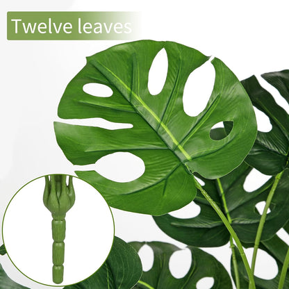 2PCS Artificial Calla Lily Leaves Plants 26.8" Fake Tropical Alocasia Bush Tree Large Faux Greenery Stem Shrubs for Indoor Outdoor Home Garden Arrangement Jungle Safari Wedding Party Decor