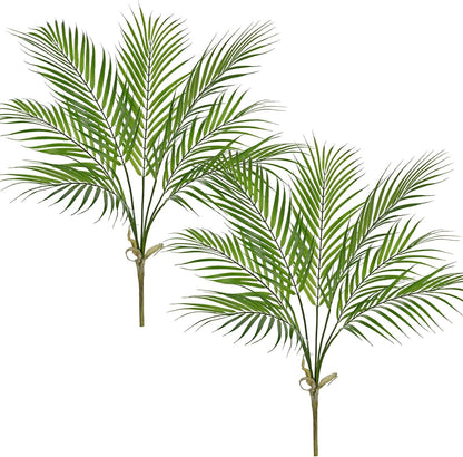 2PCS Artificial Calla Lily Leaves Plants 26.8" Fake Tropical Alocasia Bush Tree Large Faux Greenery Stem Shrubs for Indoor Outdoor Home Garden Arrangement Jungle Safari Wedding Party Decor