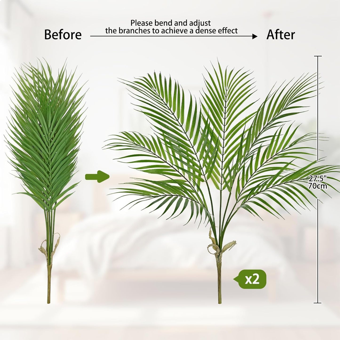 2PCS Artificial Calla Lily Leaves Plants 26.8" Fake Tropical Alocasia Bush Tree Large Faux Greenery Stem Shrubs for Indoor Outdoor Home Garden Arrangement Jungle Safari Wedding Party Decor