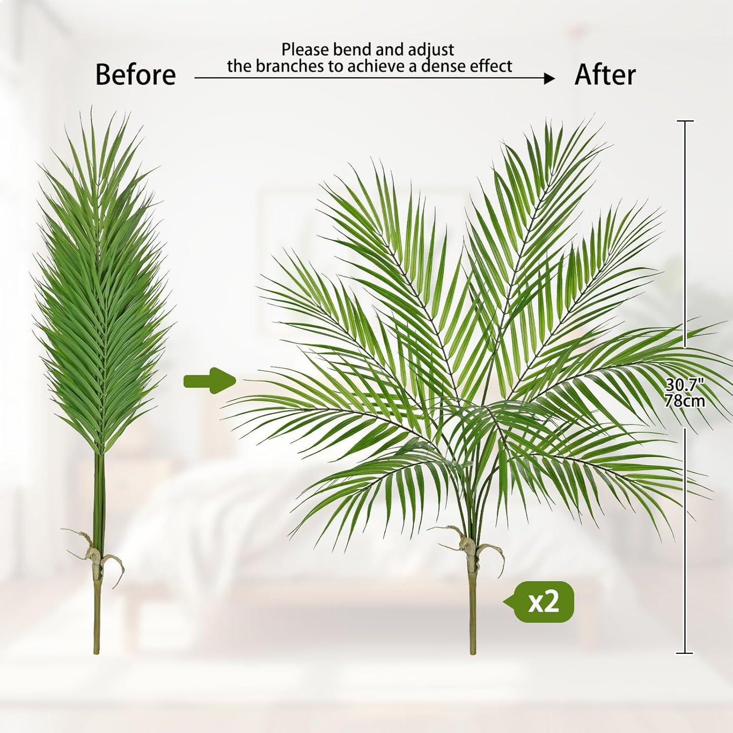 2PCS Artificial Calla Lily Leaves Plants 26.8" Fake Tropical Alocasia Bush Tree Large Faux Greenery Stem Shrubs for Indoor Outdoor Home Garden Arrangement Jungle Safari Wedding Party Decor