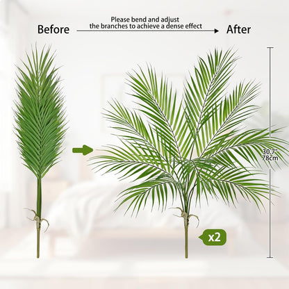 2PCS Artificial Calla Lily Leaves Plants 26.8" Fake Tropical Alocasia Bush Tree Large Faux Greenery Stem Shrubs for Indoor Outdoor Home Garden Arrangement Jungle Safari Wedding Party Decor