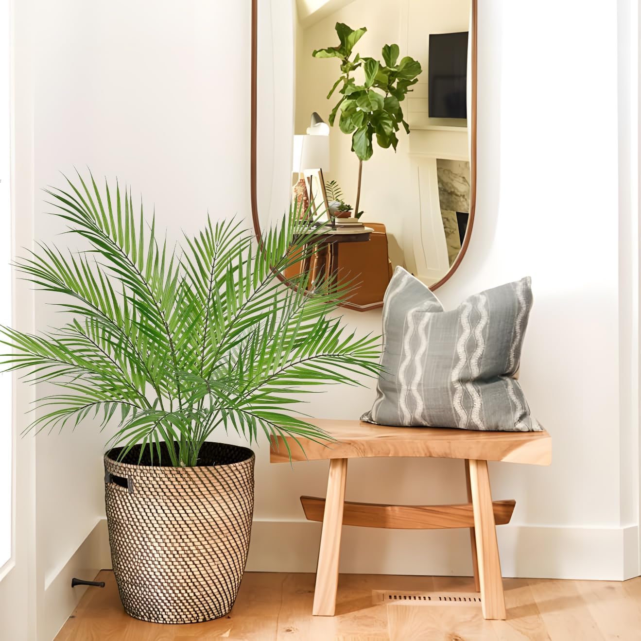 2PCS Artificial Calla Lily Leaves Plants 26.8" Fake Tropical Alocasia Bush Tree Large Faux Greenery Stem Shrubs for Indoor Outdoor Home Garden Arrangement Jungle Safari Wedding Party Decor