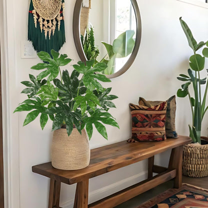 2PCS Artificial Calla Lily Leaves Plants 26.8" Fake Tropical Alocasia Bush Tree Large Faux Greenery Stem Shrubs for Indoor Outdoor Home Garden Arrangement Jungle Safari Wedding Party Decor