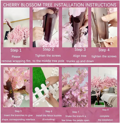 6ft Artificial Cherry Blossom Trees,Faux Cherry Blossom Tree Pink Cherry Blossom Handmade Tree Indoor Outdoor for Wedding Event Party Restaurant,Pink-6x5ft