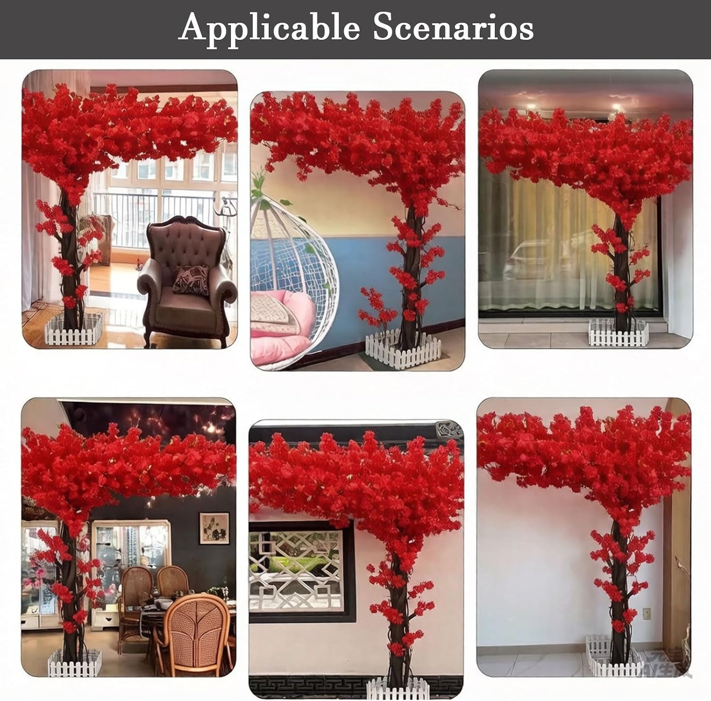 6ft Artificial Cherry Blossom Trees,Faux Cherry Blossom Tree Pink Cherry Blossom Handmade Tree Indoor Outdoor for Wedding Event Party Restaurant,Pink-6x5ft