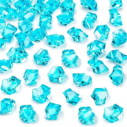 150PCS Assorted Blue Fake Ice Rocks Vase Fillers, Aquarium Gravels Small Stones for Fish Tanks Decorations Home Table Scatter