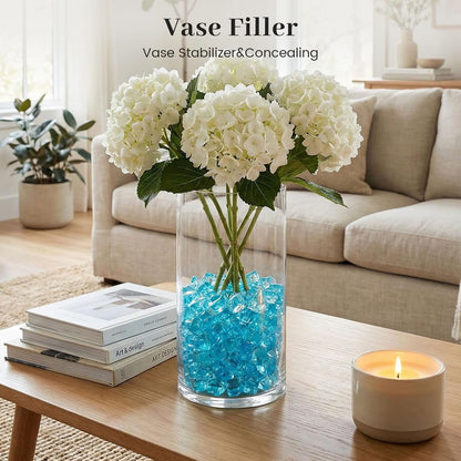 150PCS Assorted Blue Fake Ice Rocks Vase Fillers, Aquarium Gravels Small Stones for Fish Tanks Decorations Home Table Scatter