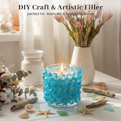 150PCS Assorted Blue Fake Ice Rocks Vase Fillers, Aquarium Gravels Small Stones for Fish Tanks Decorations Home Table Scatter