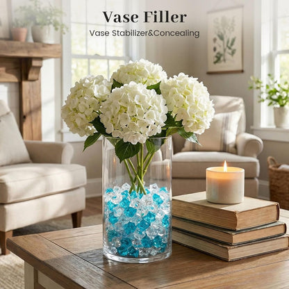 150PCS Assorted Blue Fake Ice Rocks Vase Fillers, Aquarium Gravels Small Stones for Fish Tanks Decorations Home Table Scatter