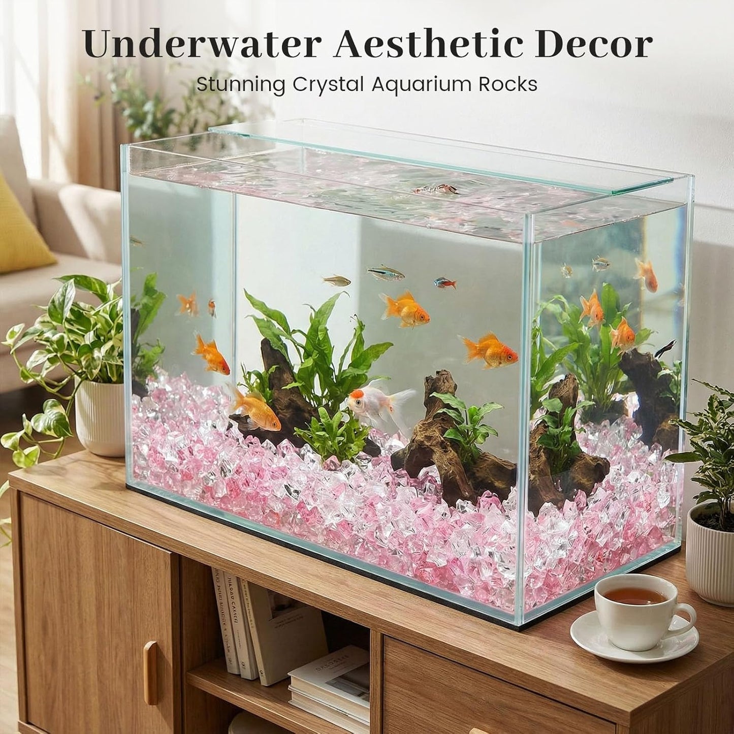150PCS Assorted Blue Fake Ice Rocks Vase Fillers, Aquarium Gravels Small Stones for Fish Tanks Decorations Home Table Scatter
