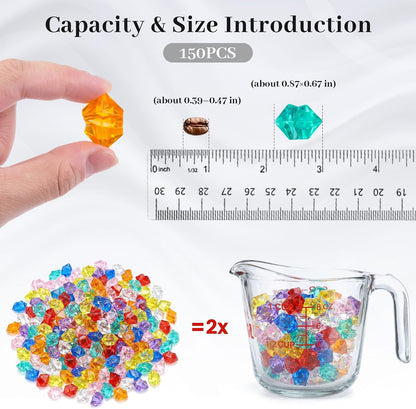 150PCS Assorted Blue Fake Ice Rocks Vase Fillers, Aquarium Gravels Small Stones for Fish Tanks Decorations Home Table Scatter