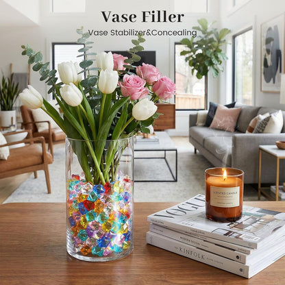 150PCS Assorted Blue Fake Ice Rocks Vase Fillers, Aquarium Gravels Small Stones for Fish Tanks Decorations Home Table Scatter