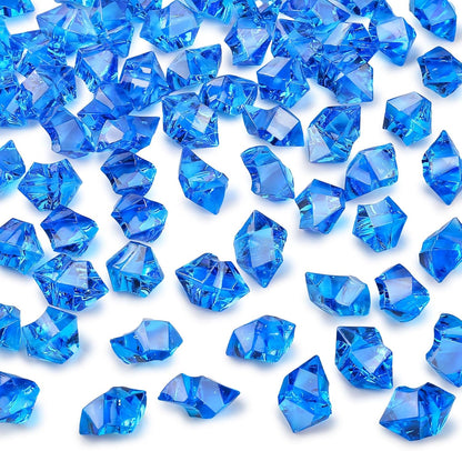 150PCS Assorted Blue Fake Ice Rocks Vase Fillers, Aquarium Gravels Small Stones for Fish Tanks Decorations Home Table Scatter
