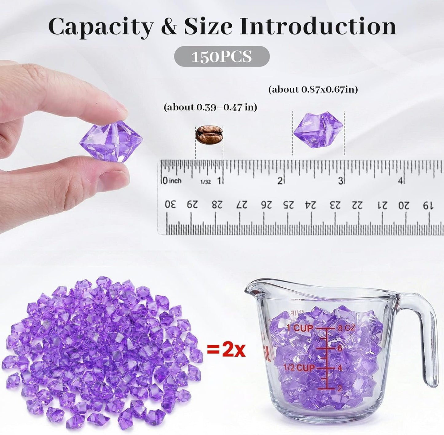 150PCS Assorted Blue Fake Ice Rocks Vase Fillers, Aquarium Gravels Small Stones for Fish Tanks Decorations Home Table Scatter