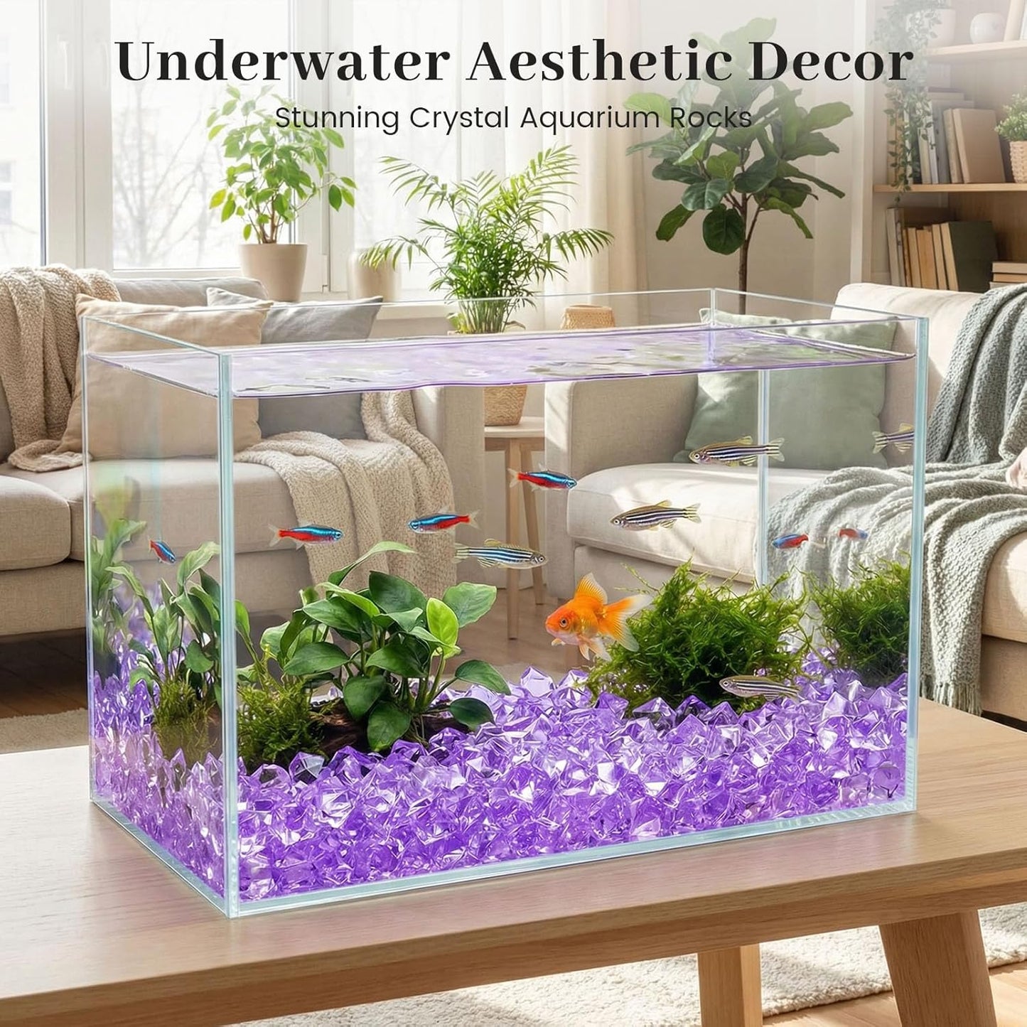 150PCS Assorted Blue Fake Ice Rocks Vase Fillers, Aquarium Gravels Small Stones for Fish Tanks Decorations Home Table Scatter