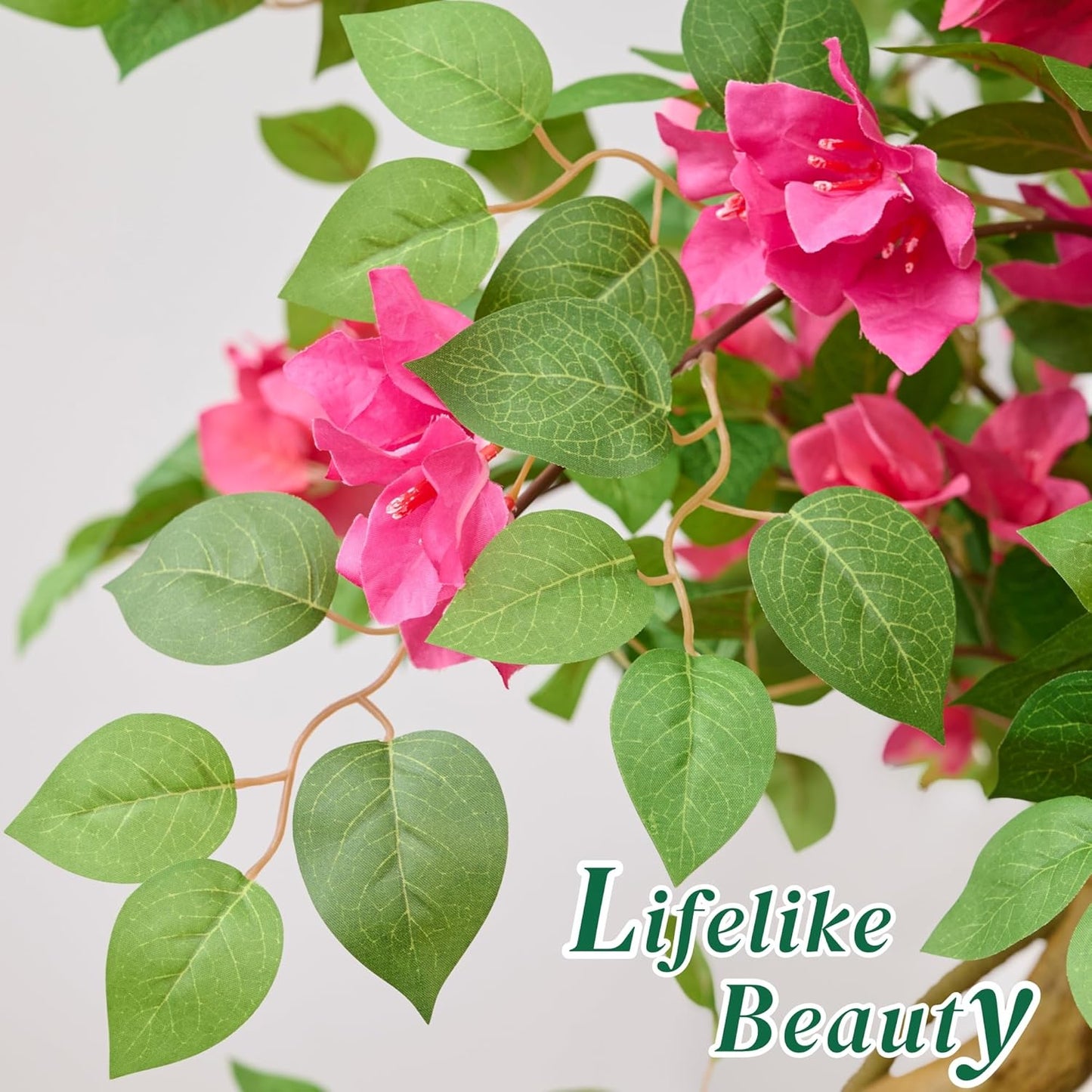 6FT Artificial Bougainvillea Tree, Faux Silk Plant in White Pot | Potted Fake Tree, Twisted Trunk & Three-Layered Canopy, Lifelike Fuchsia Blooms for Home Decor, Maintenance-Free