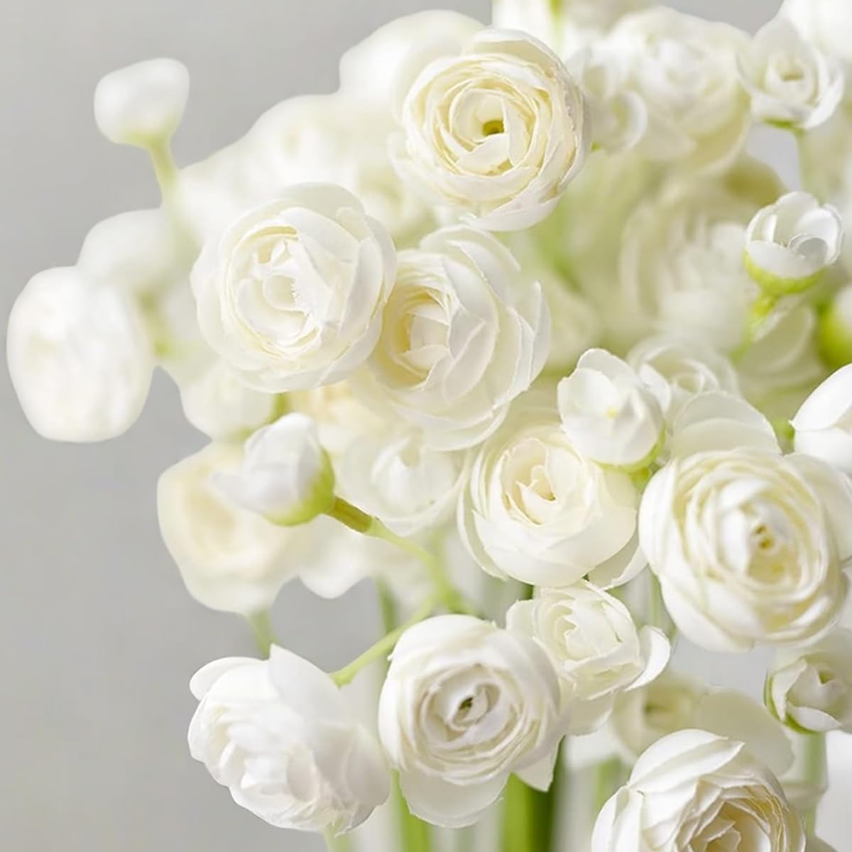 18 Pcs Ranunculus Artificial Fake Plants Flowers,White Faux Silk Mini Flowers for DIY Bouquets Bulk Faux Wedding Filler Home Centerpieces Arrangements Bridal Christmas Decorations