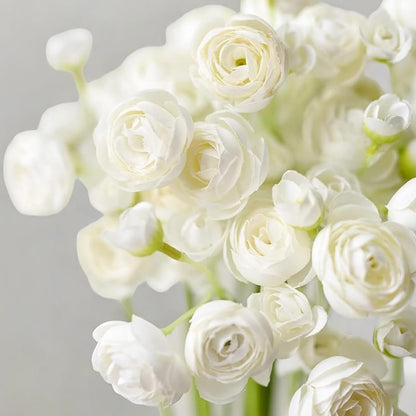 18 Pcs Ranunculus Artificial Fake Plants Flowers,White Faux Silk Mini Flowers for DIY Bouquets Bulk Faux Wedding Filler Home Centerpieces Arrangements Bridal Christmas Decorations