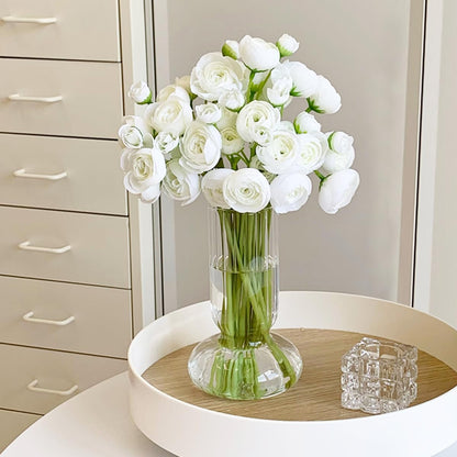 18 Pcs Ranunculus Artificial Fake Plants Flowers,White Faux Silk Mini Flowers for DIY Bouquets Bulk Faux Wedding Filler Home Centerpieces Arrangements Bridal Christmas Decorations