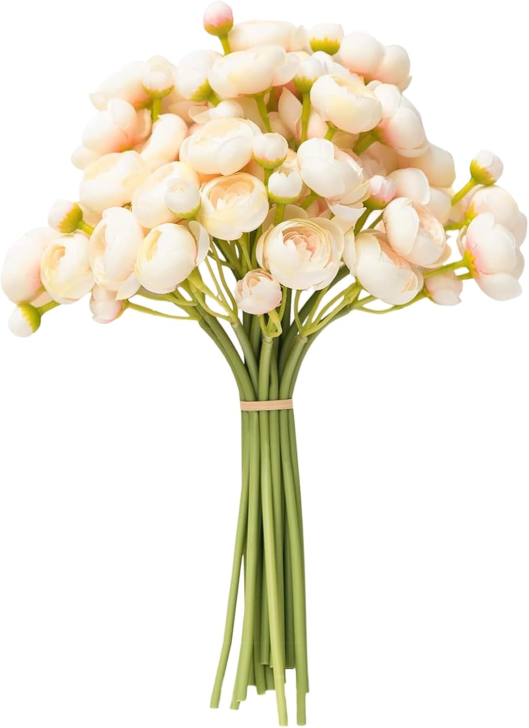 18 Pcs Ranunculus Artificial Fake Plants Flowers,White Faux Silk Mini Flowers for DIY Bouquets Bulk Faux Wedding Filler Home Centerpieces Arrangements Bridal Christmas Decorations