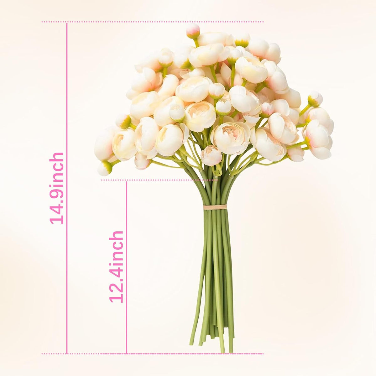 18 Pcs Ranunculus Artificial Fake Plants Flowers,White Faux Silk Mini Flowers for DIY Bouquets Bulk Faux Wedding Filler Home Centerpieces Arrangements Bridal Christmas Decorations
