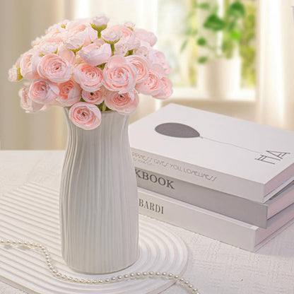 18 Pcs Ranunculus Artificial Fake Plants Flowers,White Faux Silk Mini Flowers for DIY Bouquets Bulk Faux Wedding Filler Home Centerpieces Arrangements Bridal Christmas Decorations