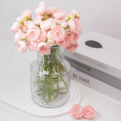 18 Pcs Ranunculus Artificial Fake Plants Flowers,White Faux Silk Mini Flowers for DIY Bouquets Bulk Faux Wedding Filler Home Centerpieces Arrangements Bridal Christmas Decorations