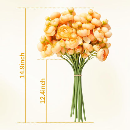 18 Pcs Ranunculus Artificial Fake Plants Flowers,White Faux Silk Mini Flowers for DIY Bouquets Bulk Faux Wedding Filler Home Centerpieces Arrangements Bridal Christmas Decorations