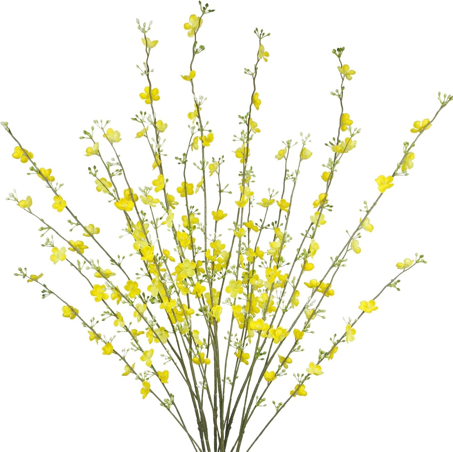 2 Pcs Artificial Wildflower Stems Yellow Flower Picks 34" Faux Forsythia Branches Long Stem Fake Spring Floral for Tall Vase Table Centerpieces Home Decorations Indoor Outdoor Wedding