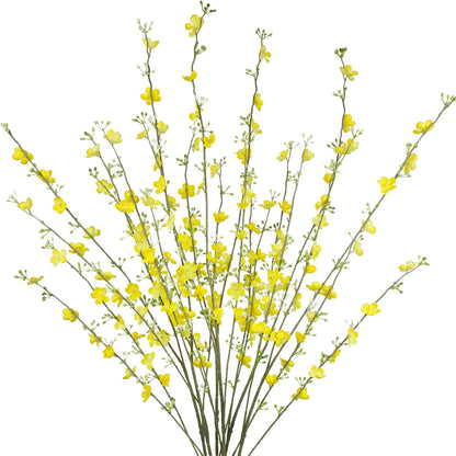 2 Pcs Artificial Wildflower Stems Yellow Flower Picks 34" Faux Forsythia Branches Long Stem Fake Spring Floral for Tall Vase Table Centerpieces Home Decorations Indoor Outdoor Wedding