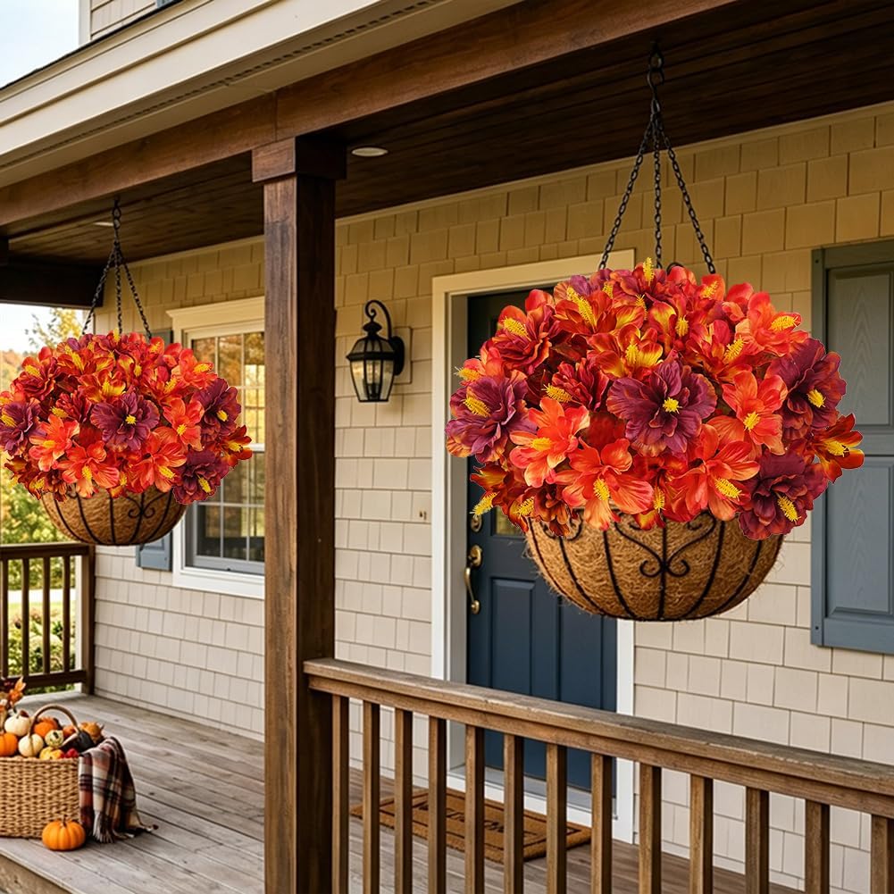 3 Bundles Artificial Hibiscus Flowers 13in, Short Faux Hibiscus Stems with Full Blooms, Silk Tropical Flowers for Small Vase, Hanging Basket, Centerpiece, Party, Indoor Outdoor Decor, Red