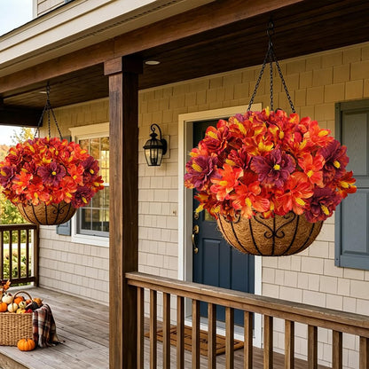 3 Bundles Artificial Hibiscus Flowers 13in, Short Faux Hibiscus Stems with Full Blooms, Silk Tropical Flowers for Small Vase, Hanging Basket, Centerpiece, Party, Indoor Outdoor Decor, Red