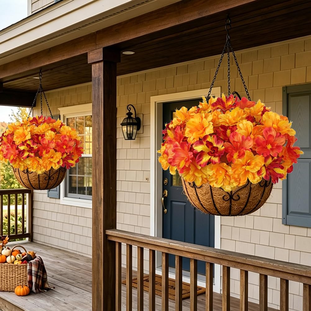 3 Bundles Artificial Hibiscus Flowers 13in, Short Faux Hibiscus Stems with Full Blooms, Silk Tropical Flowers for Small Vase, Hanging Basket, Centerpiece, Party, Indoor Outdoor Decor, Red