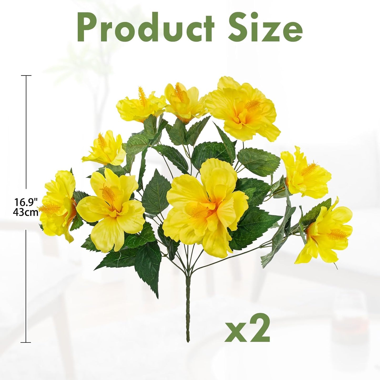 3 Bundles Artificial Hibiscus Flowers 13in, Short Faux Hibiscus Stems with Full Blooms, Silk Tropical Flowers for Small Vase, Hanging Basket, Centerpiece, Party, Indoor Outdoor Decor, Red