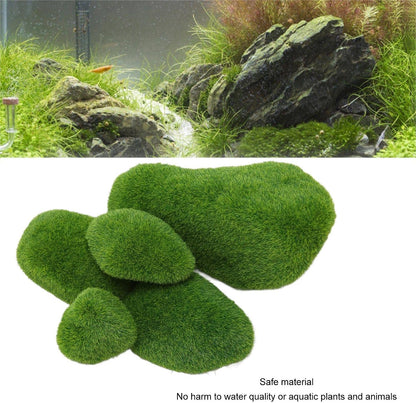 Fish Landscaping Stones, 5 Size Artificial Moss Rocks Decorative Resin Green Moss Balls Moss Stones Green Moss Covered Stones Fake Moss Decor Aquarium Decoration