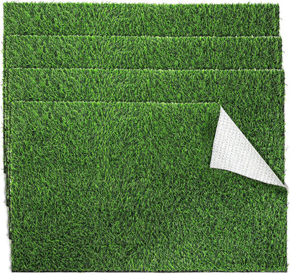 4 Pack Artificial Grass Guinea Pig Pee Pads, 15.7 × 23.6 Inch Fake Grass Rug Rabbit Grass Mat Dog Grass Pee Pads Artificial Turf Pet Grass Mat, Reusable Puppy Training Turf Mat