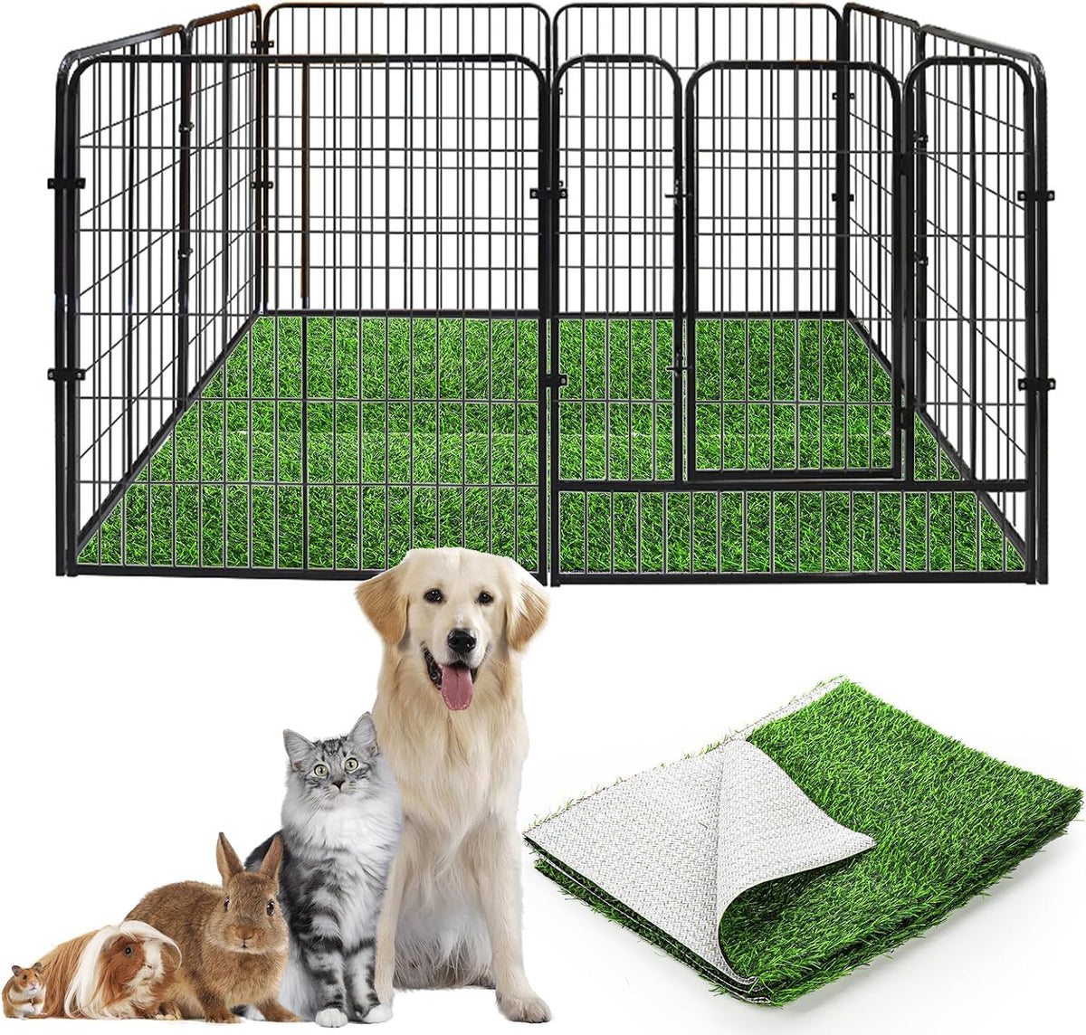 4 Pack Artificial Grass Guinea Pig Pee Pads, 15.7 × 23.6 Inch Fake Grass Rug Rabbit Grass Mat Dog Grass Pee Pads Artificial Turf Pet Grass Mat, Reusable Puppy Training Turf Mat