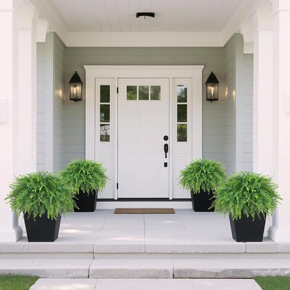 2 Set 21" Artificial Boston Ferns Plants Topiary for Front Porch(Green) | No Assembly Needed, UV-resistant, Fake Fern Potted Plant, Greenery Bush, for Outdoor/Door/Farmhouse/Garden/Home Decor