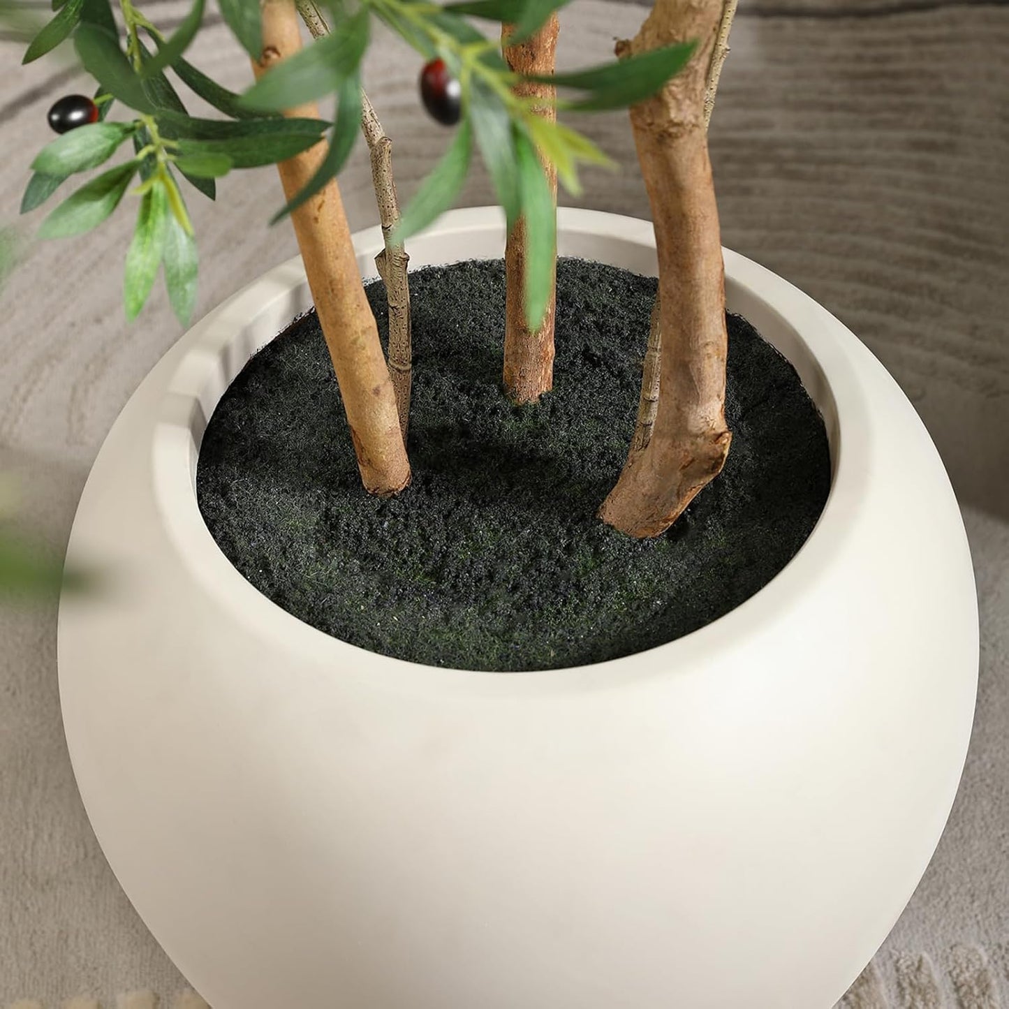 8FT Artificial Ficus Tree, Indoor Faux Ficus Plant with Realistic Leaves & Natural Wood Trunk, 8ft Tall, Green, All Seasons, Perfect for Living Room Home Decor